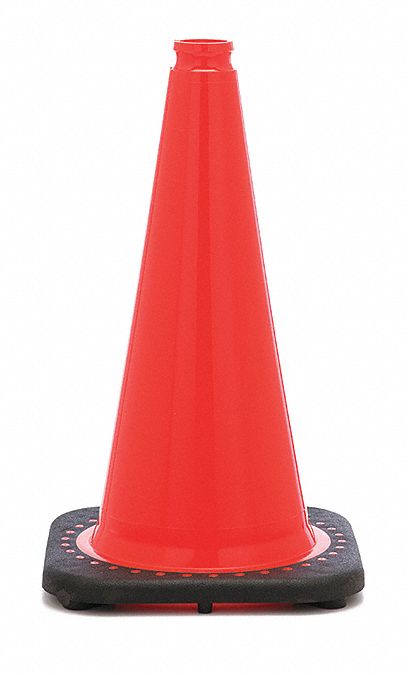 Traffic Cone, 18 in Cone Height, Orange, PVC
