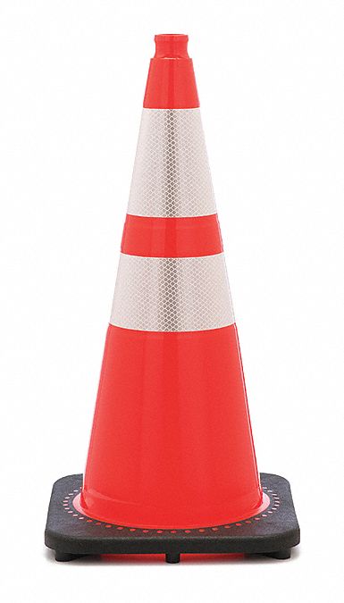Traffic Cone, 28 in Cone Height, Orange, PVC