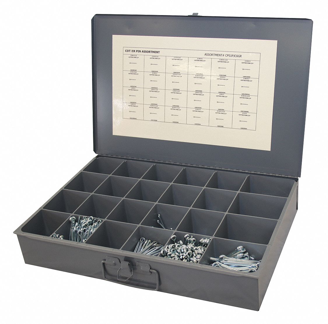 PIN ASSORTMENT, 2306 PIECES, 24 SIZES, BRIDGE, INCH, STEEL, UNGRADED, ZINC PLATED, 2, 306 PIECES