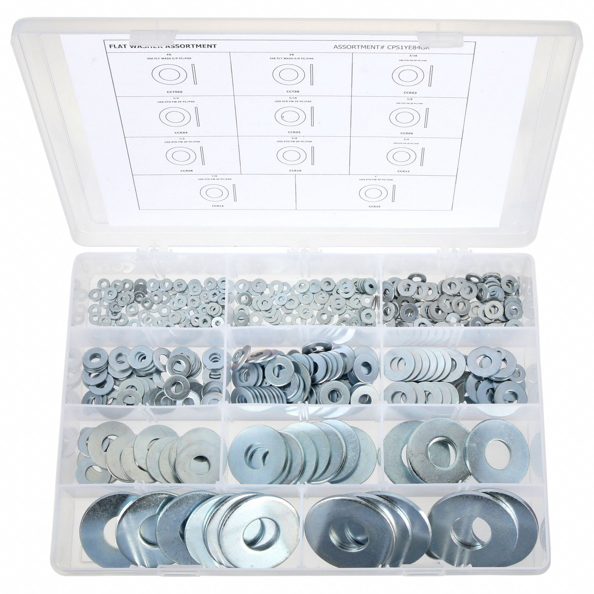 FLAT WASHER ASSORTMENT, STANDARD, 587 PIECES
