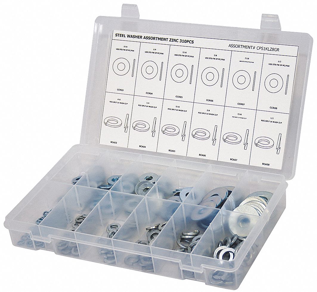WASHER ASSORTMENT, 310 PIECES, 12 SIZES