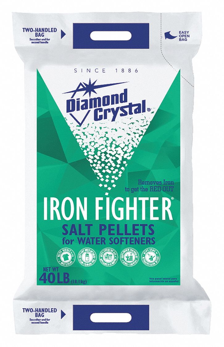 Water Softener Salt: Pellets, 40 lb, Bag, Iron Fighter