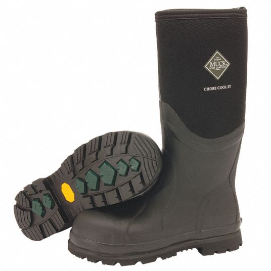 THE ORIGINAL MUCK BOOT CO. Rubber Boot: Defined Heel/Electrical Hazard  (EH)/Steel Toe/Waterproof, Rigid Steel, Black, 8, 1 PR - 53XA20|CSCT-000 -  Grainger
