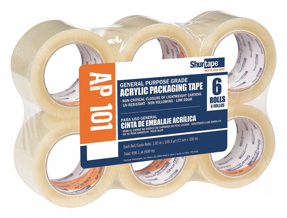 1.6 Mil 6 rolls Carton Sealing Clear Packing/Shipping/Box Tape 2" x 110 Yards 