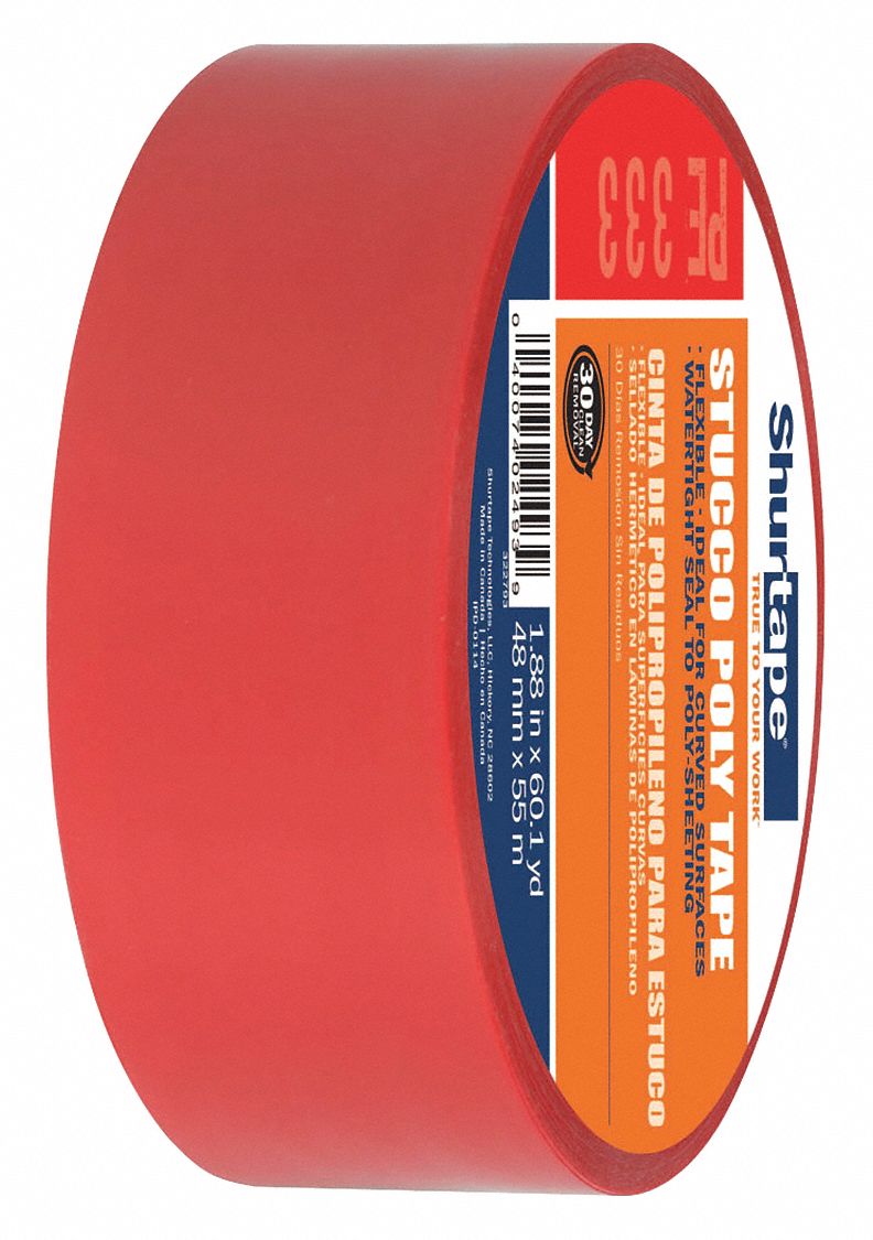 x 60 yds. Red/Serrated 2 in Shurtape PE-333 Economy Stucco Masking Film Tape 