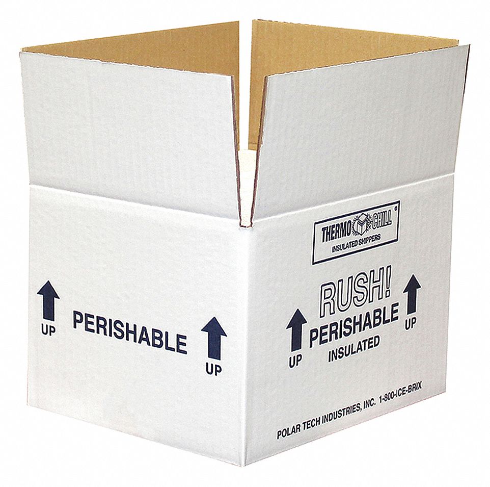 INSULATED SHIPPING CONTAINER, 8 X 6 X 4¼ IN, 1½ IN INSERT WALL THICK, CARDBOARD/STYROFOAM, 3 PK