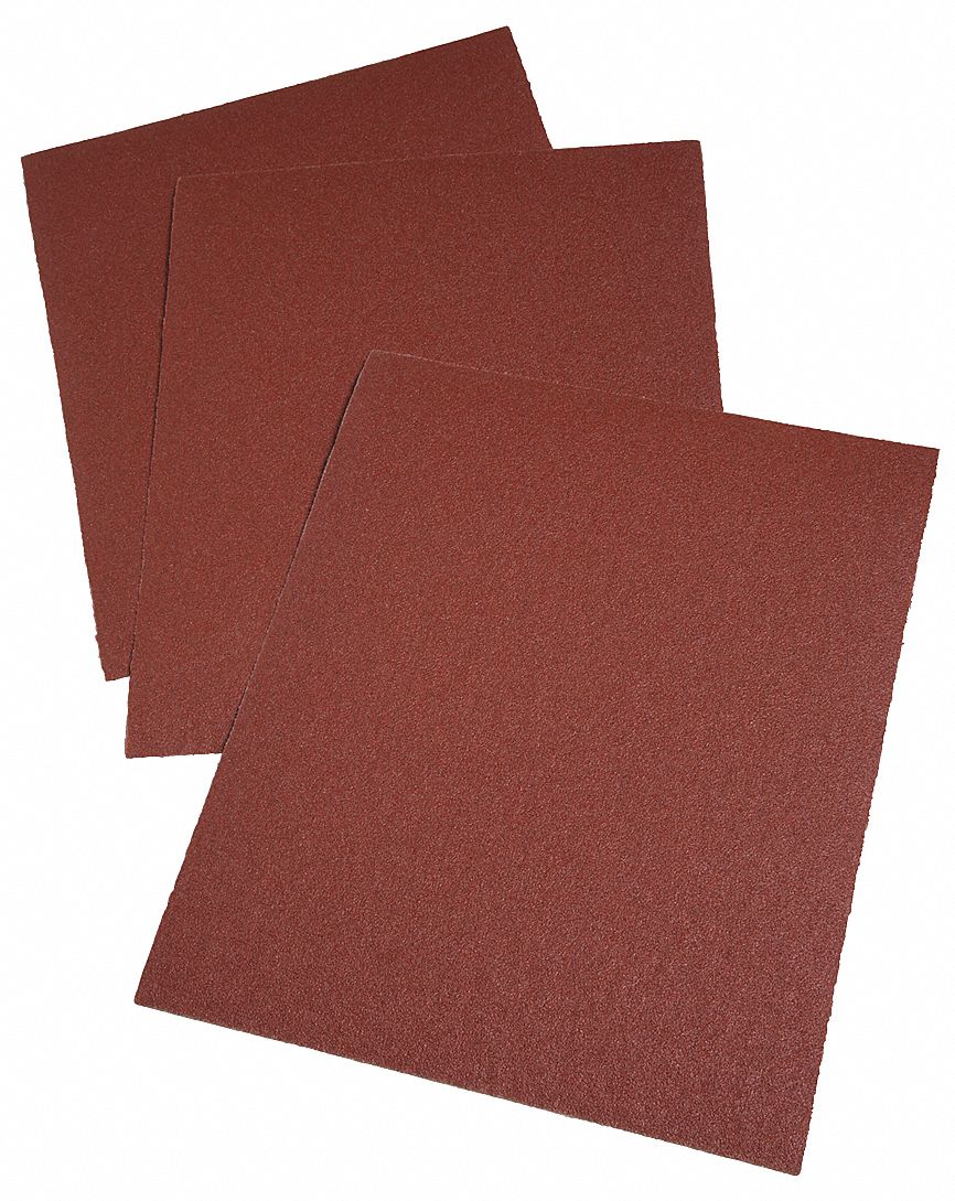 Sanding Sheet: 9 in W x 11 in L, Aluminum Oxide, P60 Grit, X Wt Cloth, 314D, 50 PK