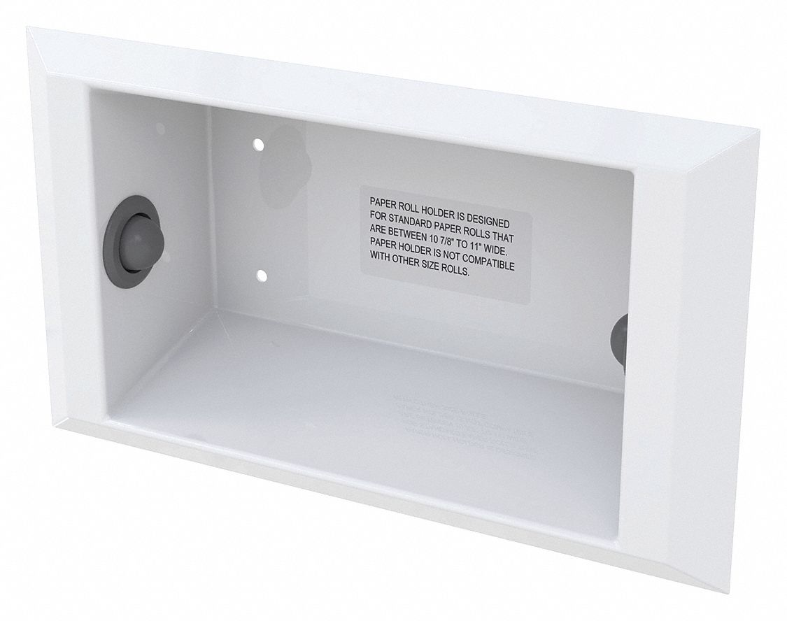 Paper Towel Dispenser: Perforated Roll, 11 in Paper Towel Wd, Stainless Steel, White, Pull