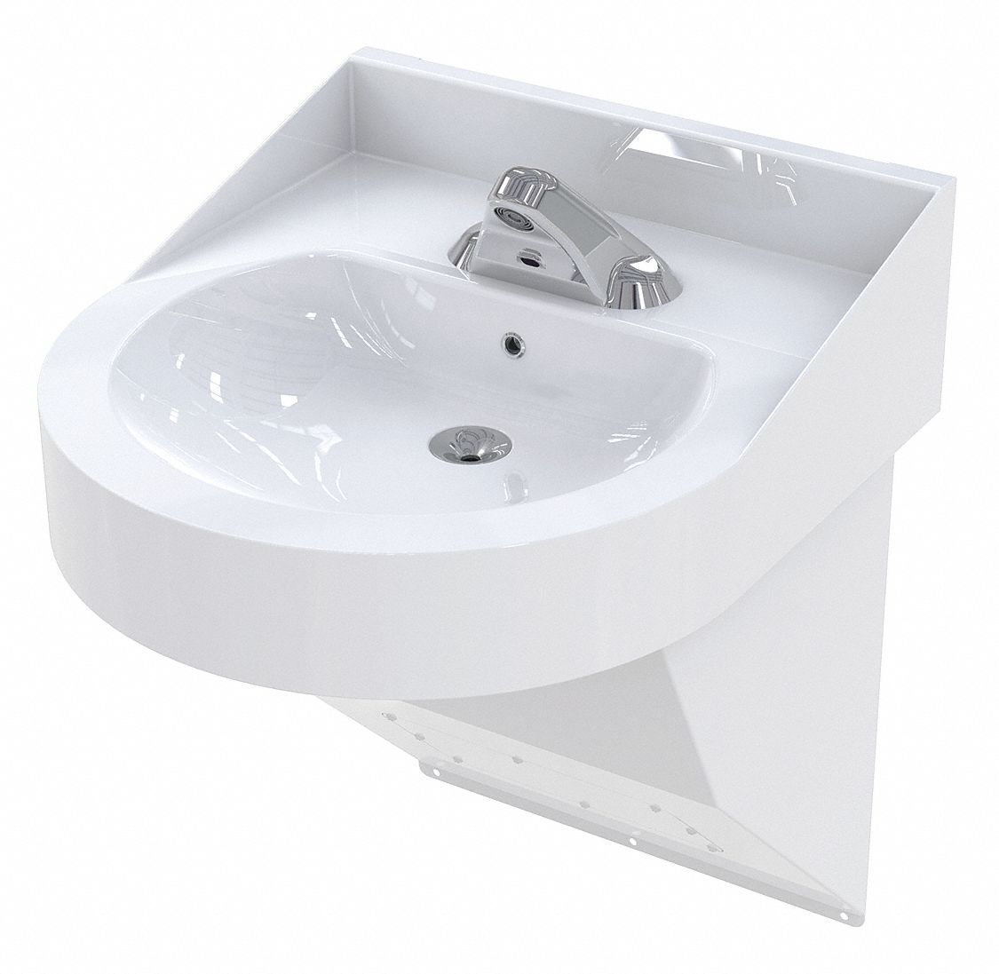 BATHROOM SINK: SENSOR, BESTCARE, LIGATURE RESISTANT WASH BASINS, WHITE, STAINLESS STEEL