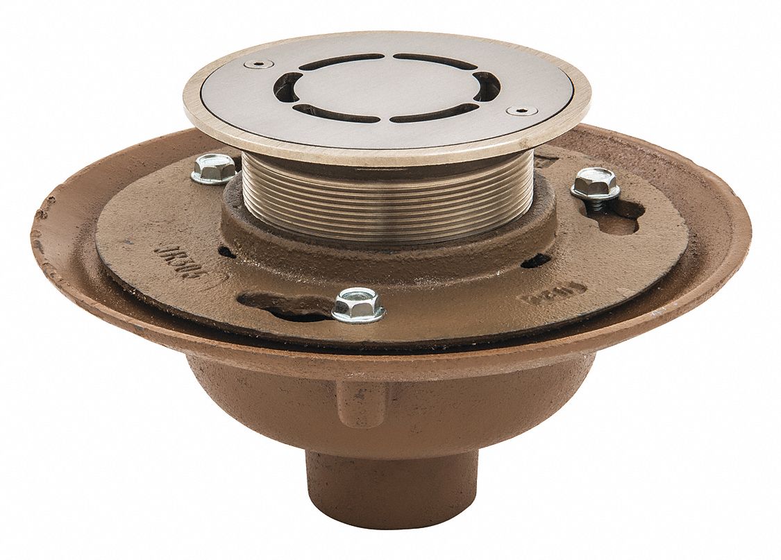 BESTCARE Cast Iron, Nickel Bronze, Round, Floor Drain, No Hub, Pipe Dia