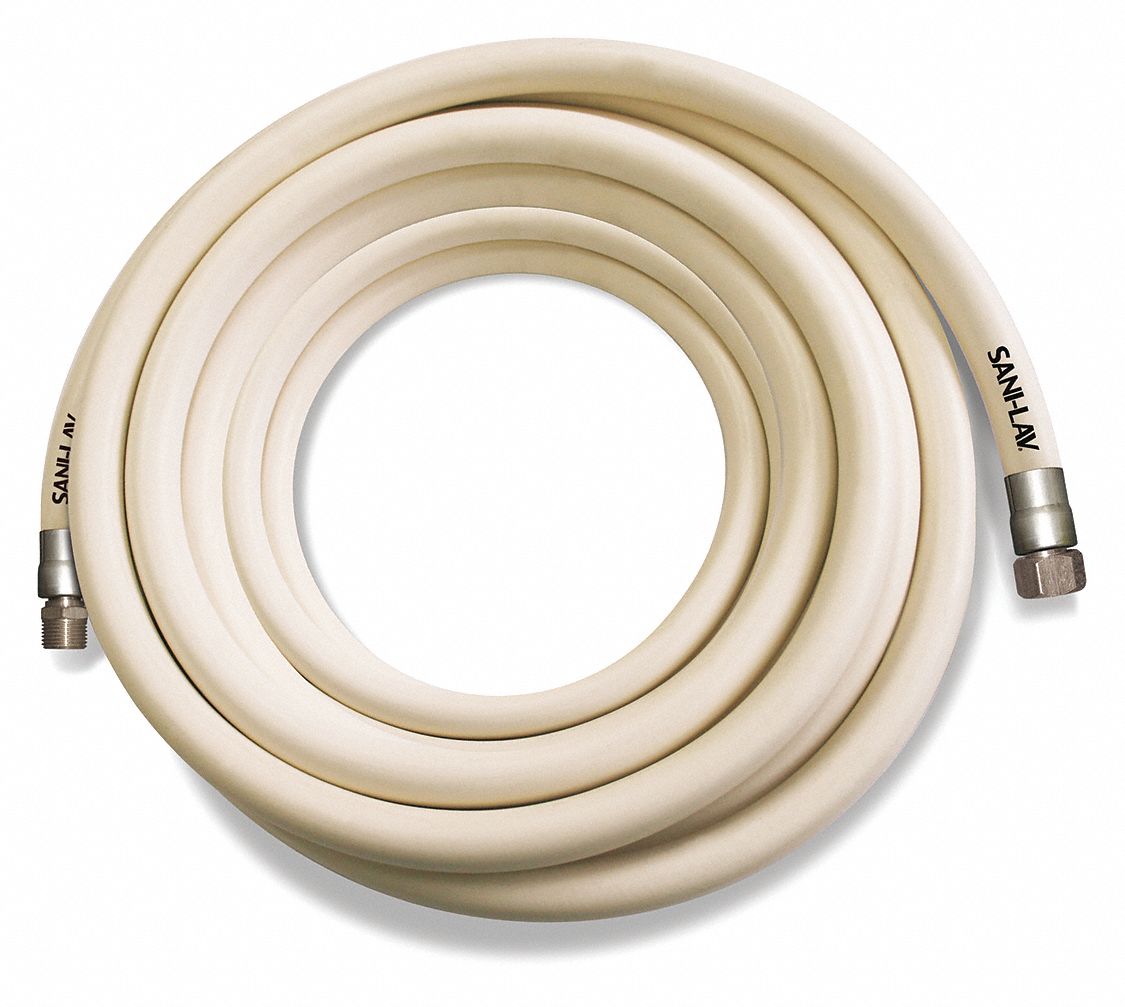 WASHDOWN HOSE ASSEMBLY: ¾ IN HOSE ID, 300 PSI, -40 °  TO 200 ° F, WHITE, 50 FT HOSE LG