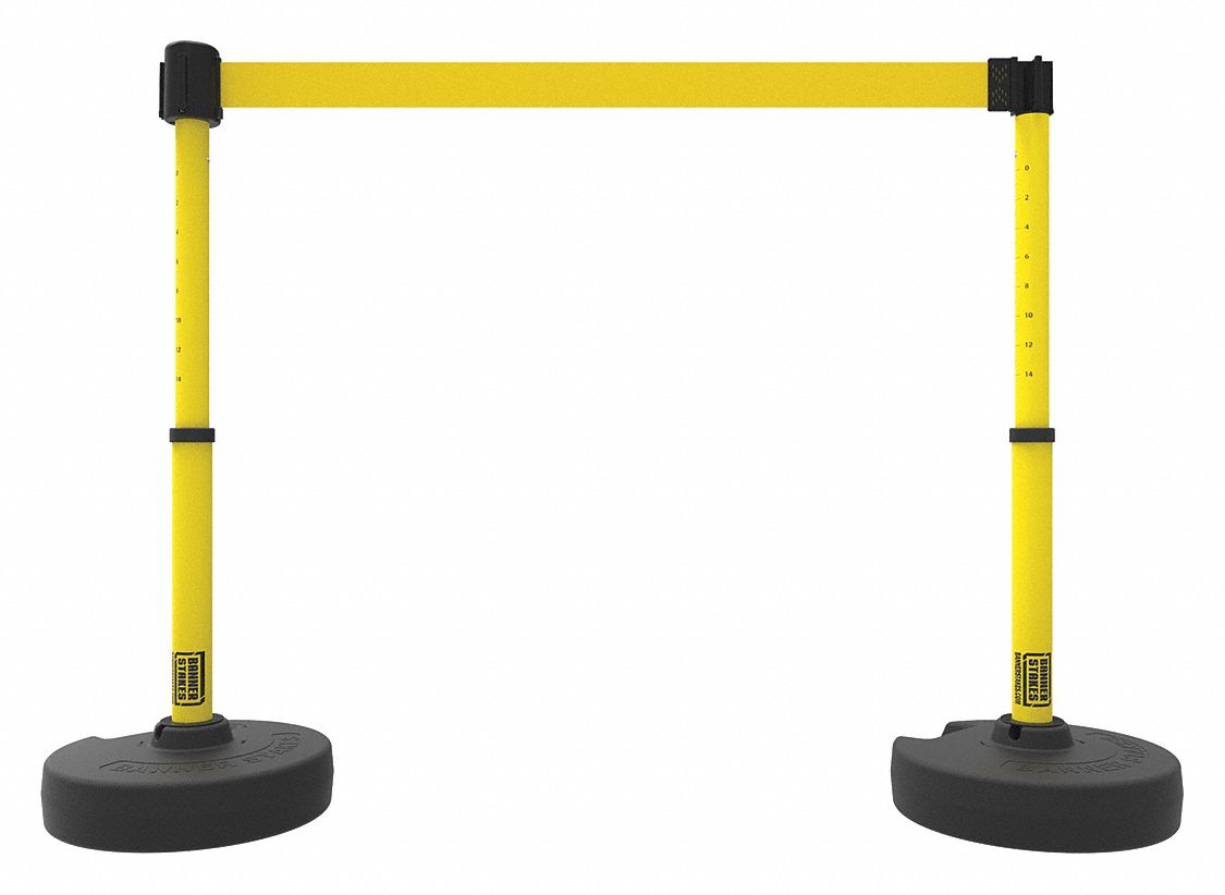 BANNER STAKES, Yellow, PLUS Barrier System 53XW10PL4292 Grainger