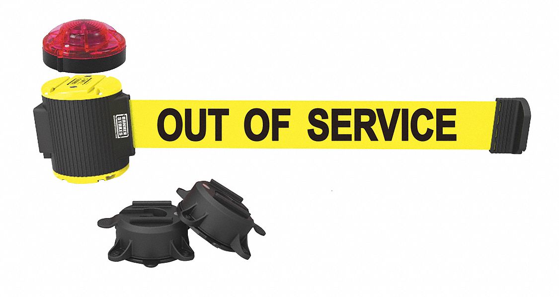 Belt Barrier, Yellow Out of Service Belt