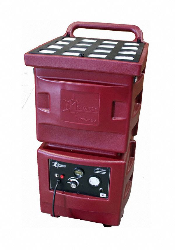 Industrual Air Scrubber: 58 dB Max Noise Level, Polyethylene, Particulate Filtration, Red