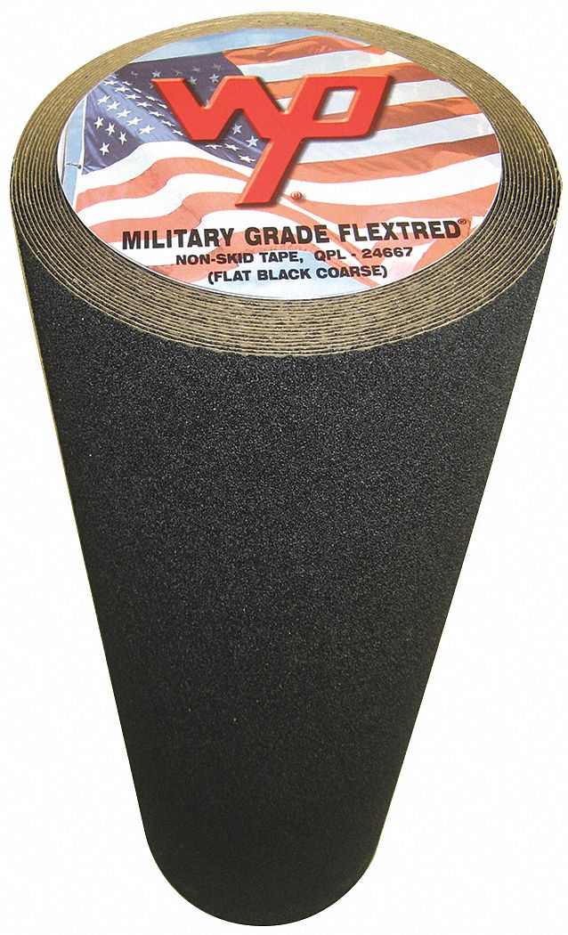Anti-Slip Tape: Very Coarse, 20 Grit Size, Solid, Black, 24 in x 60 ft, 54 mil Tape Thick, Acrylic