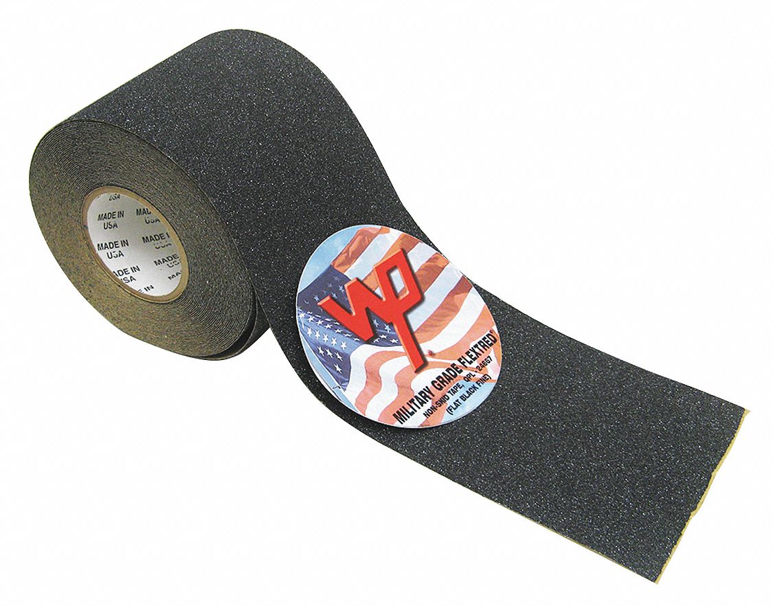 Anti-Slip Tape: Coarse, 60 Grit Size, Solid, Black, 6 in x 60 ft, 31 mil Tape Thick, Acrylic