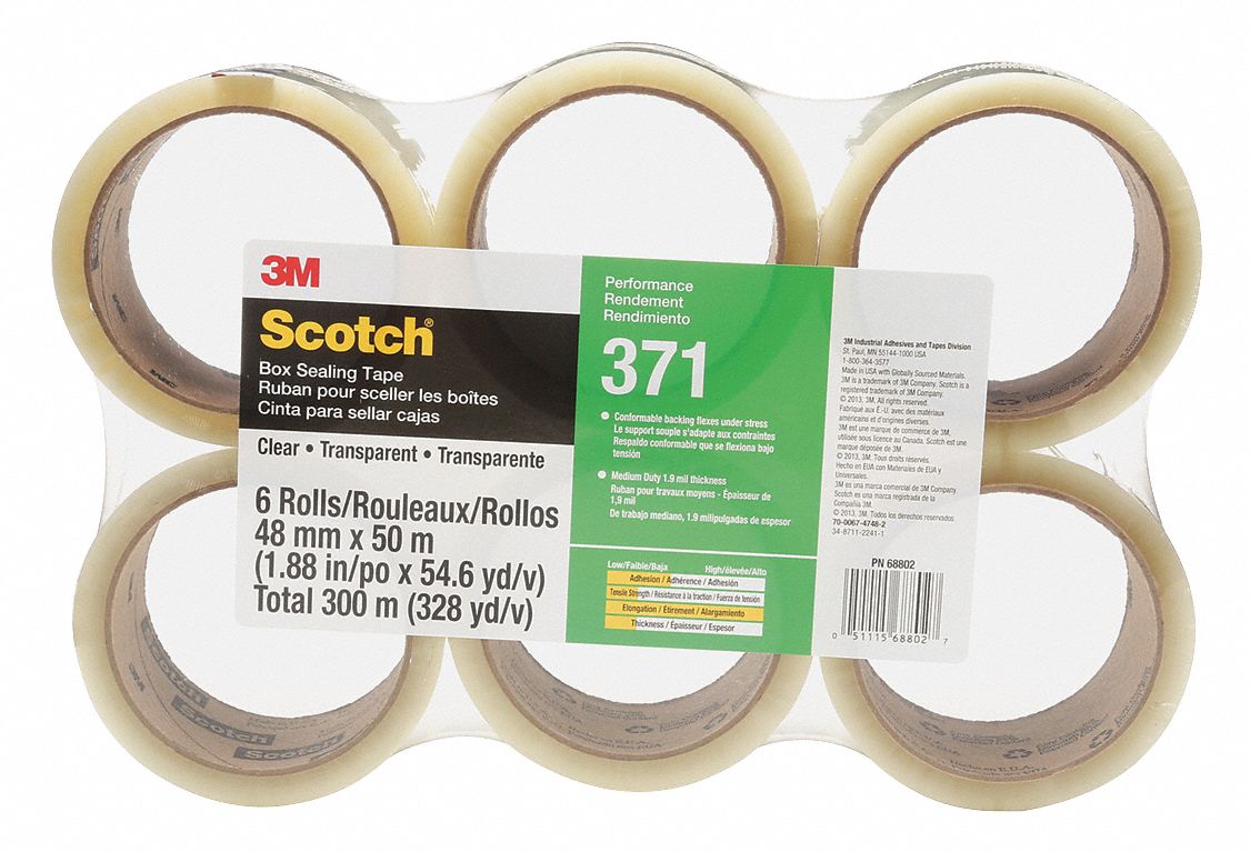 3M Box Sealing Tape, Clear, Hot Melt Resin Tape Adhesive, Tape ...