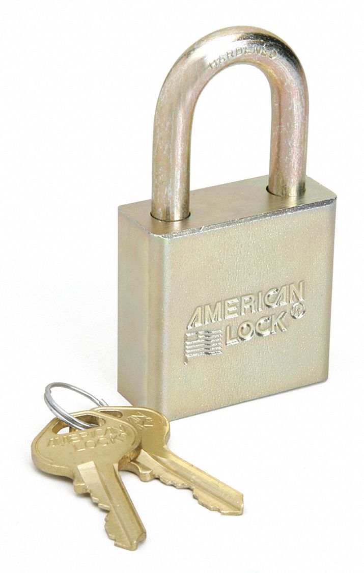 Keyed Padlock: Keyed Alike, Steel, Std Body Body Size, Steel, Std, Gold, 10 Pack Size