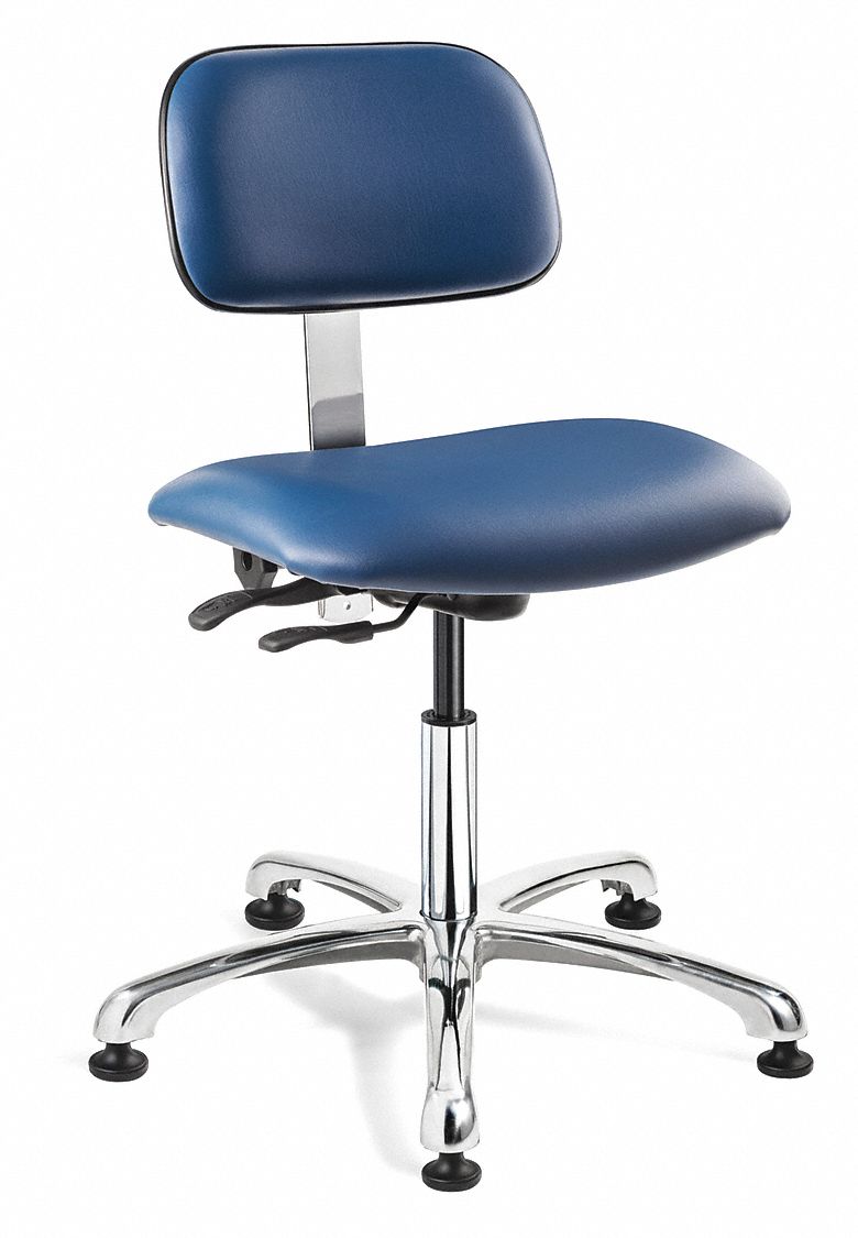 CLEANROOM TASK CHAIR,VINYL,BLUE,16-21