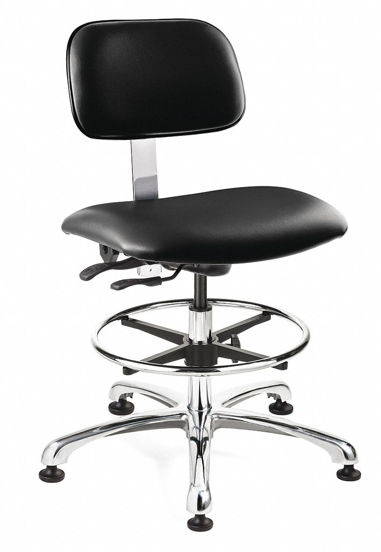 CLEANROOM DRAFTING CHAIR,VINYL,BLACK