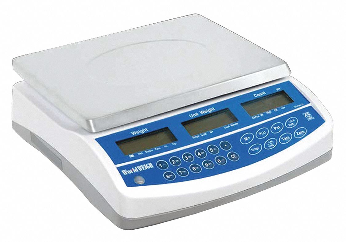 Bench Scale: 60 lb Wt Capacity, 9 in Weighing Surface Dp, lb/kg, 0.001 lb, LCD