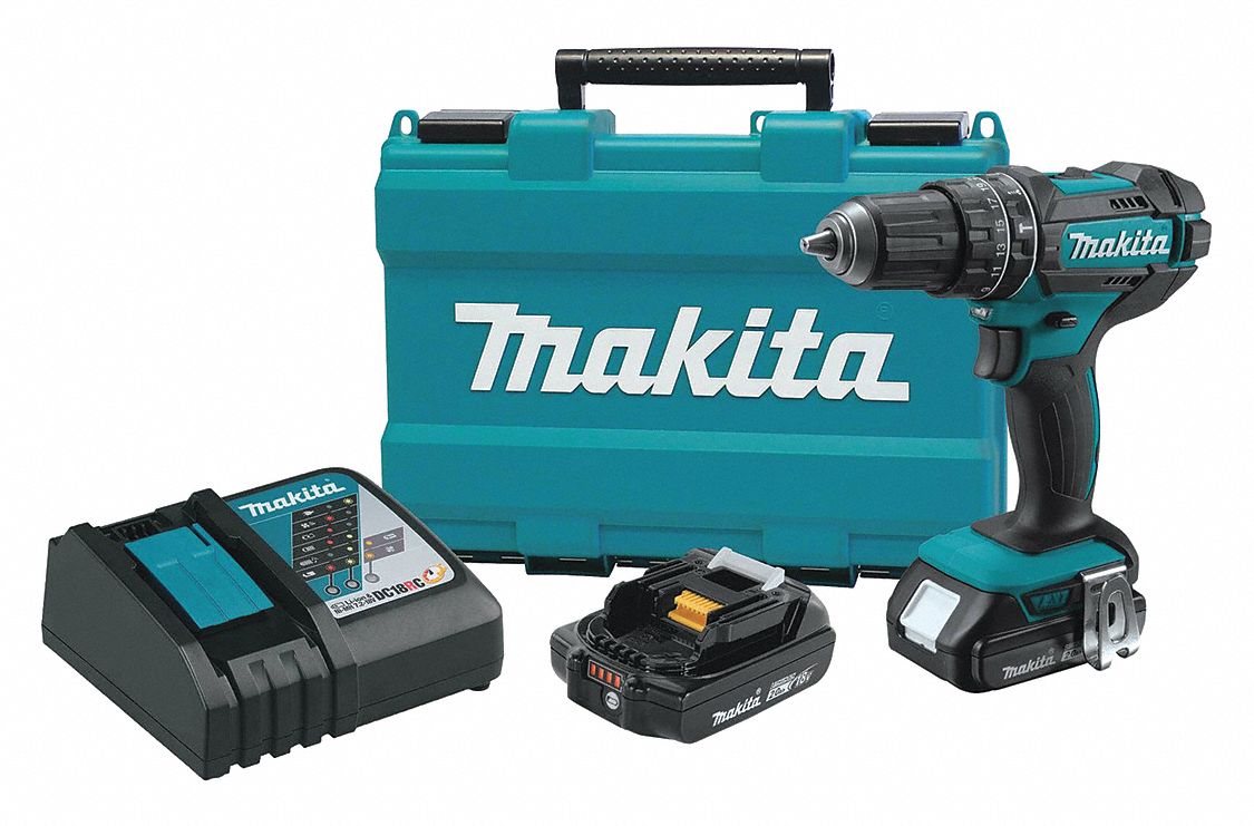 MAKITA, 18V, Compact, Cordless Hammer Drill Kit 53YJ99XPH10R Grainger