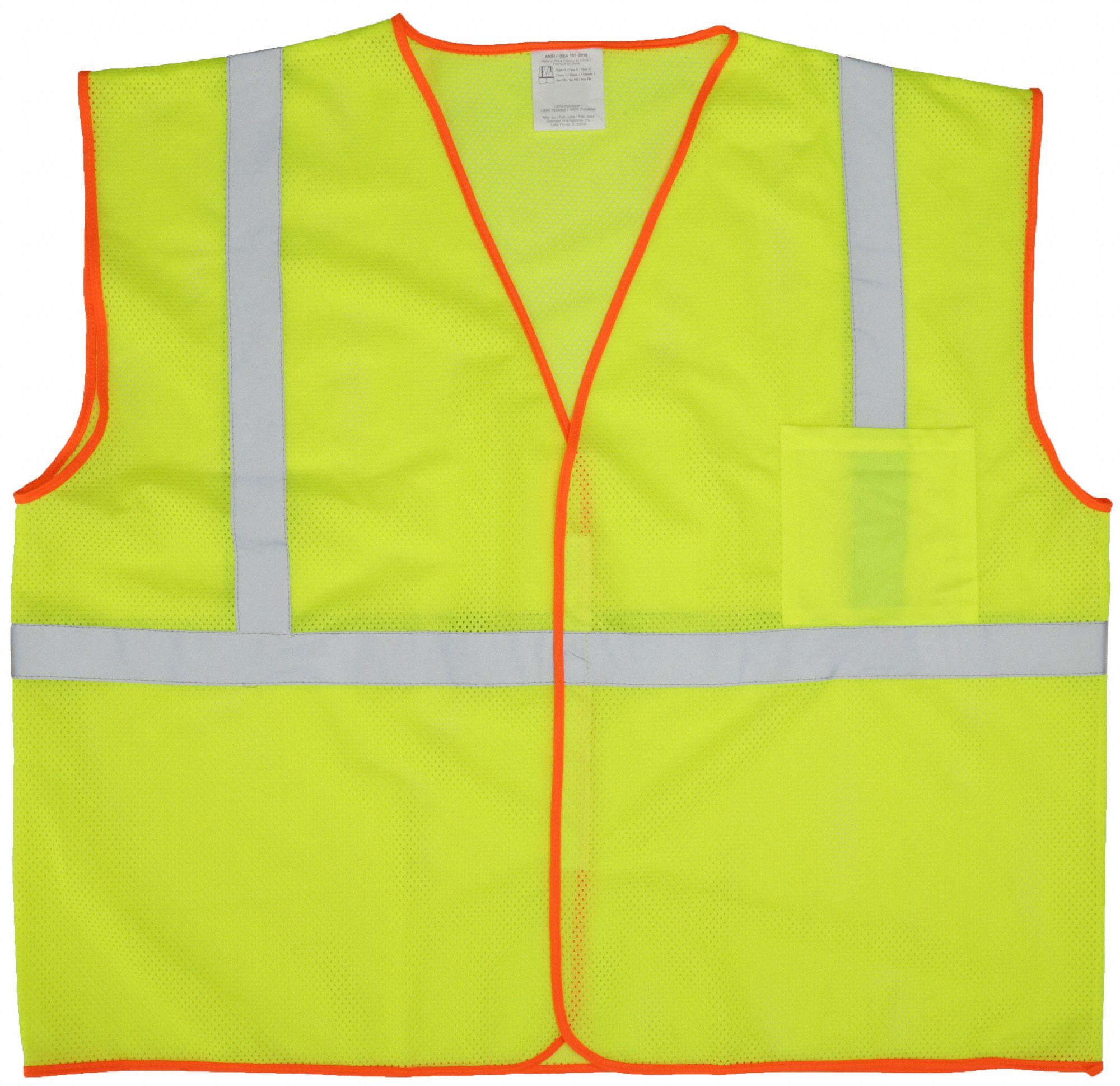 HI-VIS VEST, L/XL, LIME, POLYESTER MESH, HOOK & LOOP, SINGLE STRIPE