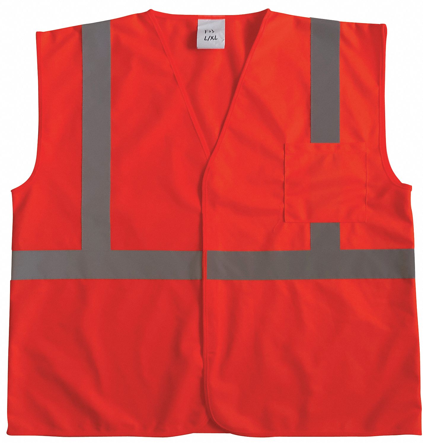 MEN'S HI-VIS VEST, ANSI CLASS 2, 2XL/3XL, ORANGE, SOLID POLYESTER, HOOK & LOOP