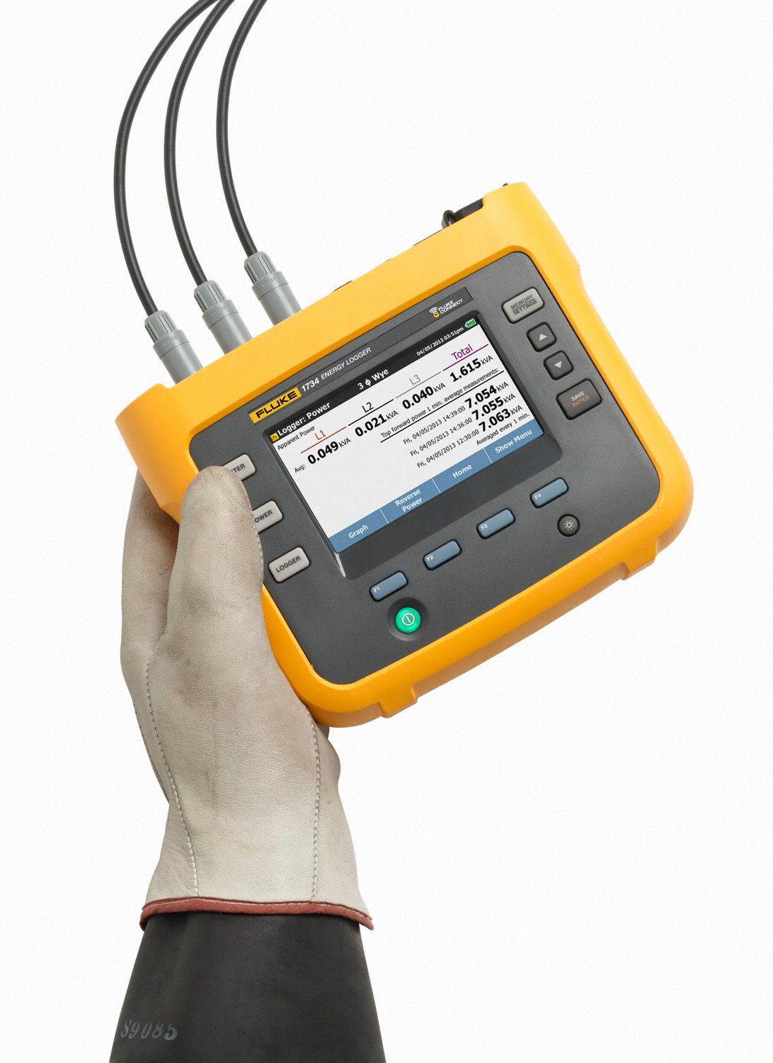 FLUKE Power Energy Logger, 480 x 272 Display 53YP72FLUKE1734/EUS