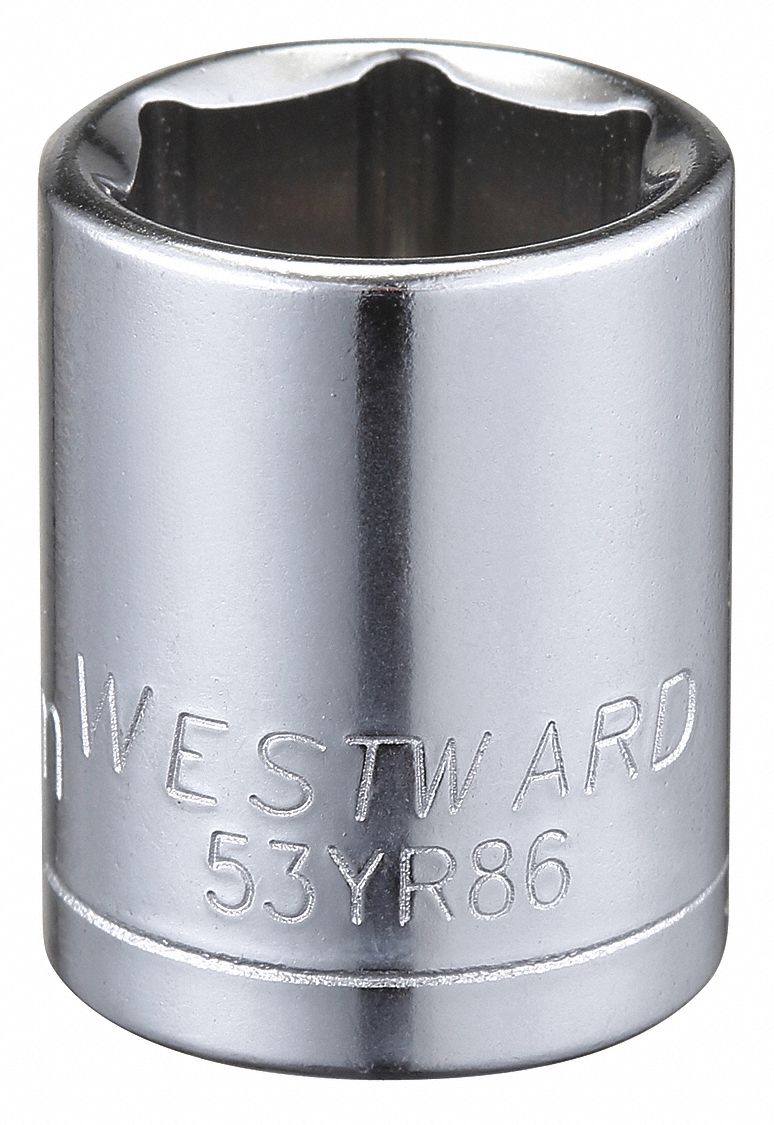 WESTWARD Socket, 3/8 in Drive Size, 14 mm Socket Size, 6Point, Alloy