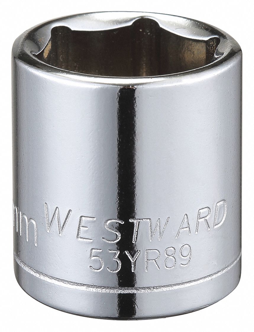 WESTWARD Socket, 3/8 in Drive Size, 17 mm Socket Size, 6Point, Alloy