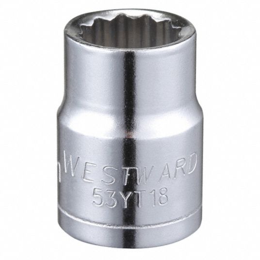 WESTWARD Socket, 3/8 in Drive Size, 10 mm Socket Size, 12Point, Alloy