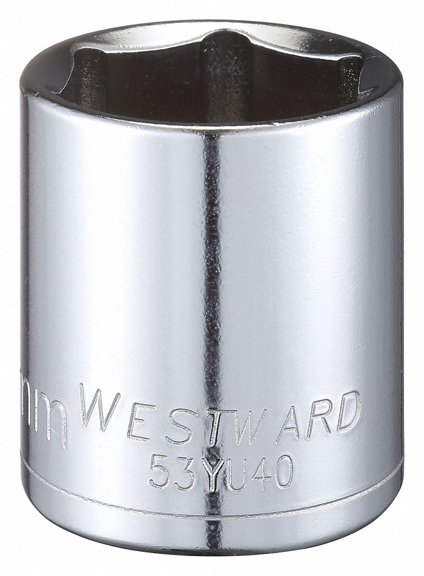 WESTWARD Socket 1/2 in Drive Size, 28 mm Socket Size, 6Point, Std