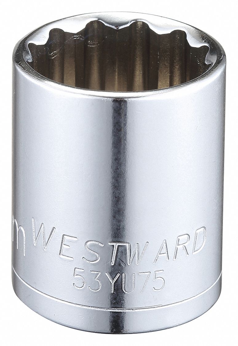 WESTWARD Socket, 1/2 in Drive Size, 24 mm Socket Size, 12Point, Alloy