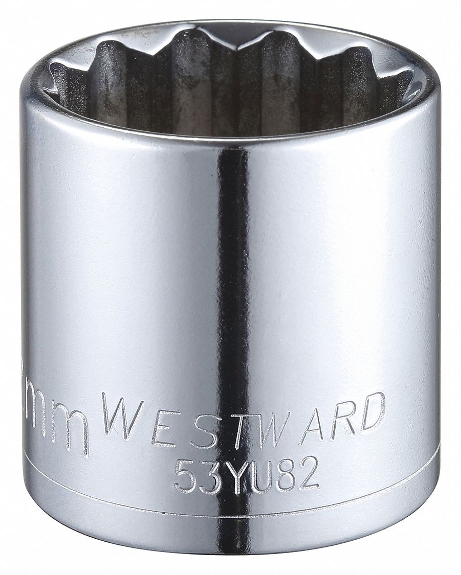 WESTWARD Socket 1/2 in Drive Size, 32 mm Socket Size, 12Point, Std