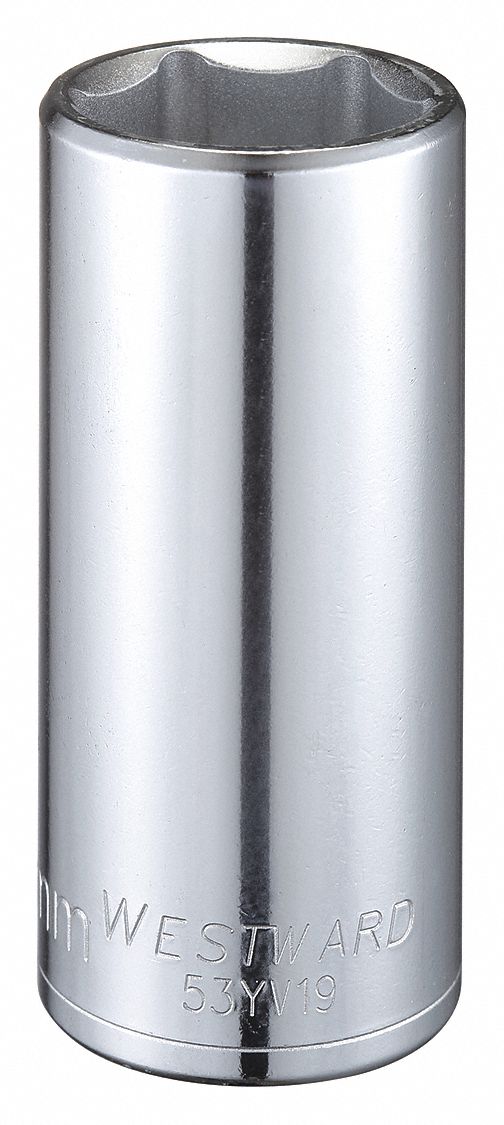 WESTWARD Socket 1/2 in Drive Size, 28 mm Socket Size, 6Point, Deep