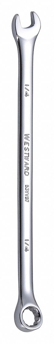 COMBINATION WRENCH, ALLOY STEEL, CHROME, &frac14; IN HEAD SIZE, 5 IN OVERALL L, OFFSET, ROUNDED