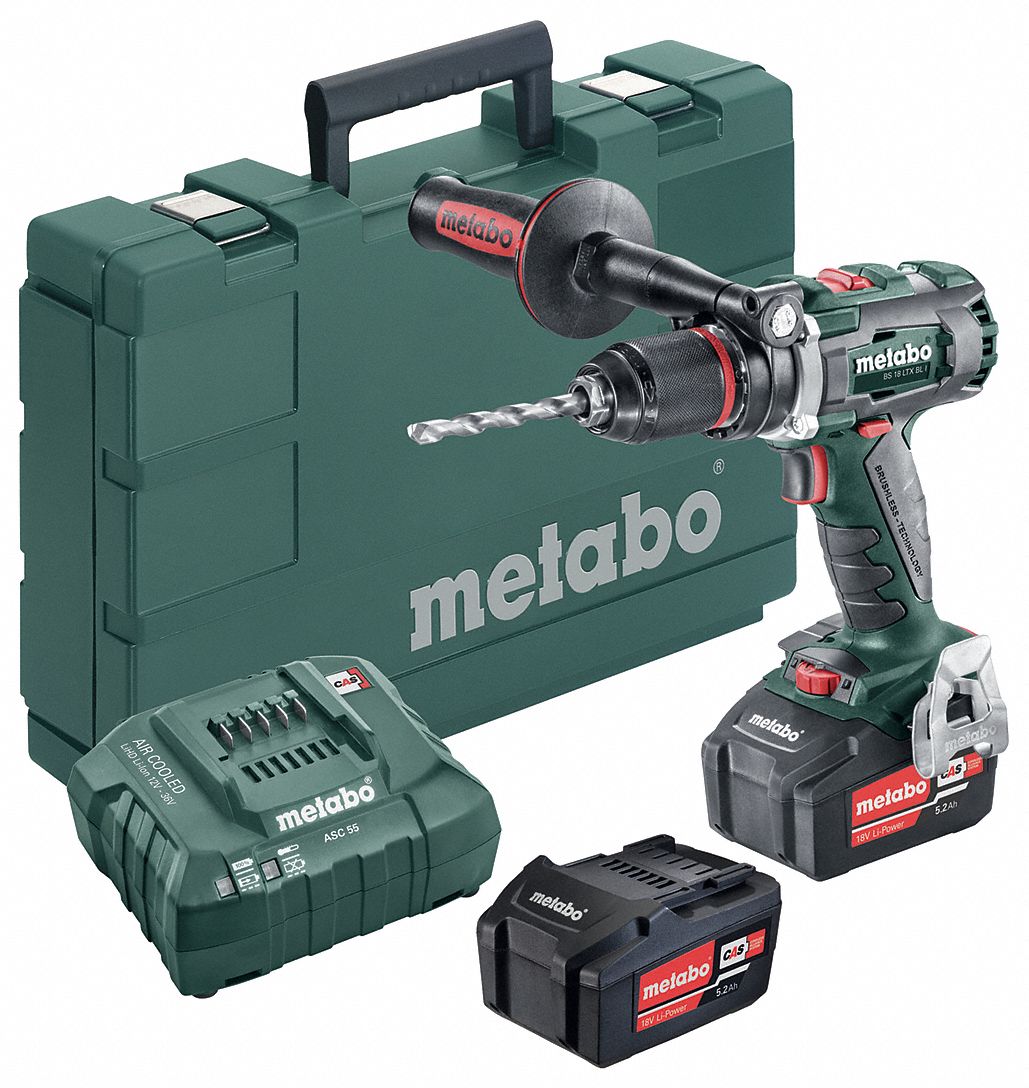 METABO Drill Kit, Cordless, 0 in-lb to 1,062 in-lb, 1/2 in Chuck Size ...