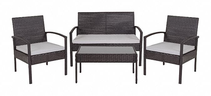 Patio Lounge Set 2 Chairs Black