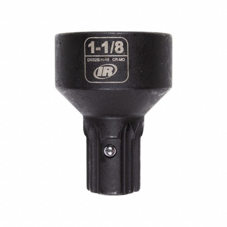 Impact Socket: SAE, 1 1/8 in Socket Size, 6-Point, Std, 2 1/64 in Overall Lg