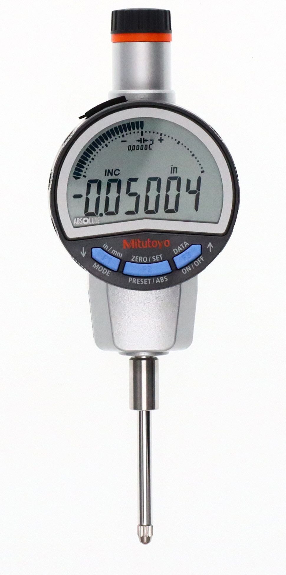 Digital Indicator: 0 in to 0.5 in /0 mm to 12.7 mm, Inch/Metric, +/- 0.0001 in Accuracy