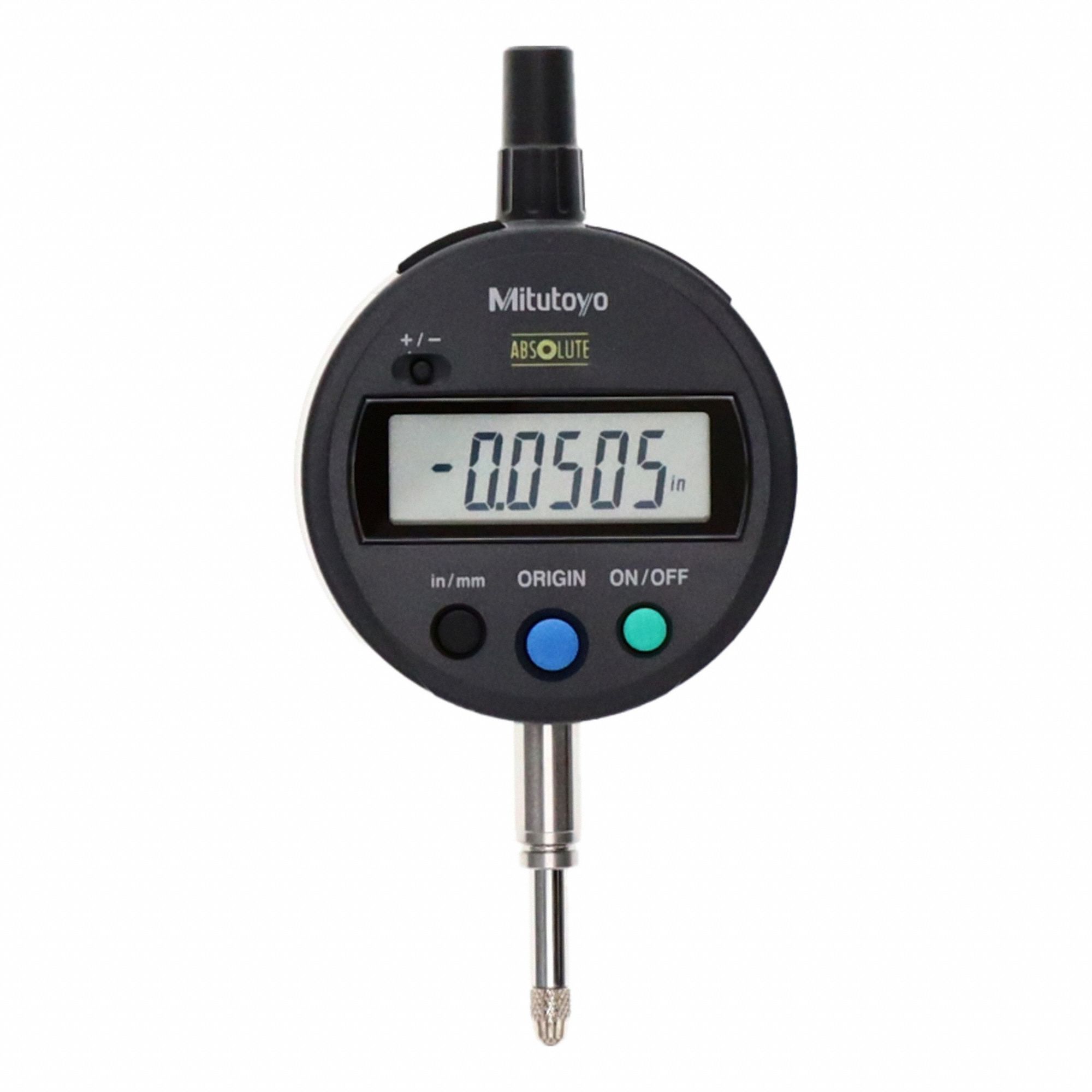 Calibrated Indicator: 0 in to 0.5 in /0 in to 12.7 mm, Inch/Metric, 0.02 mm Accuracy, IP53