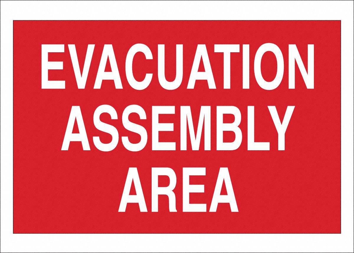 Evacuation Area Sign 14X20 WHT/R AL