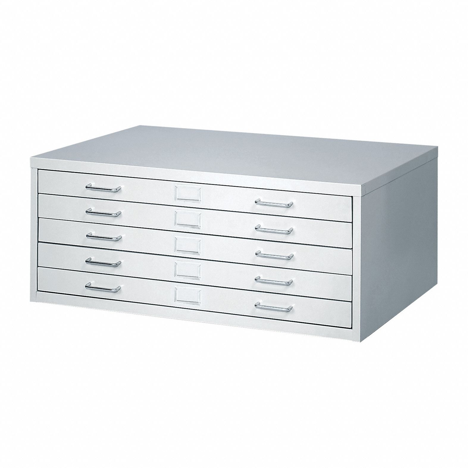Flat File Cabinet: Gray, 5 Drawers, 16 1/2 in Overall Ht, 26 in Overall Dp, Steel