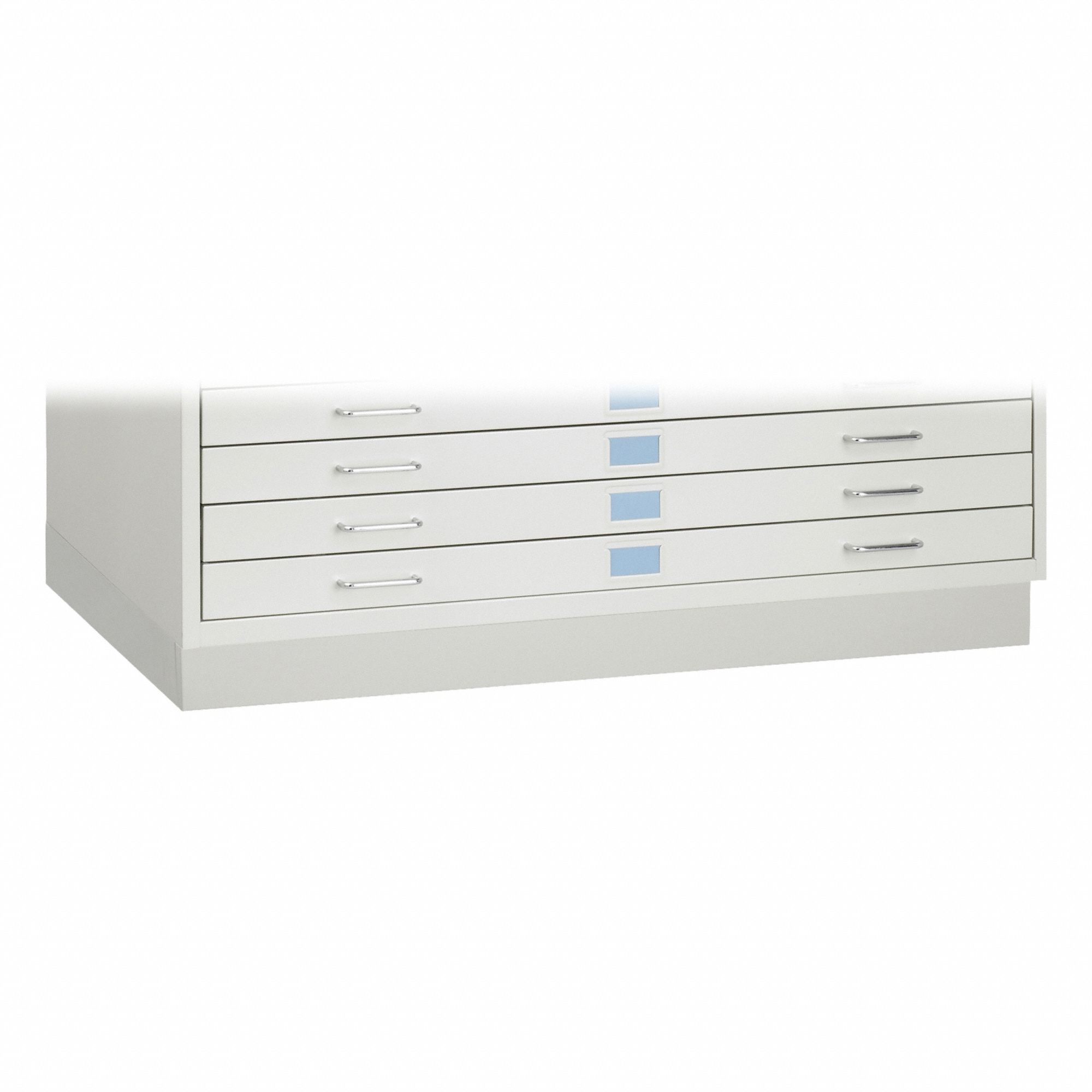 Flat File Cabinet Base: Gray, 4 3/4 in Overall Ht, 30 in Overall Dp, Closed Base
