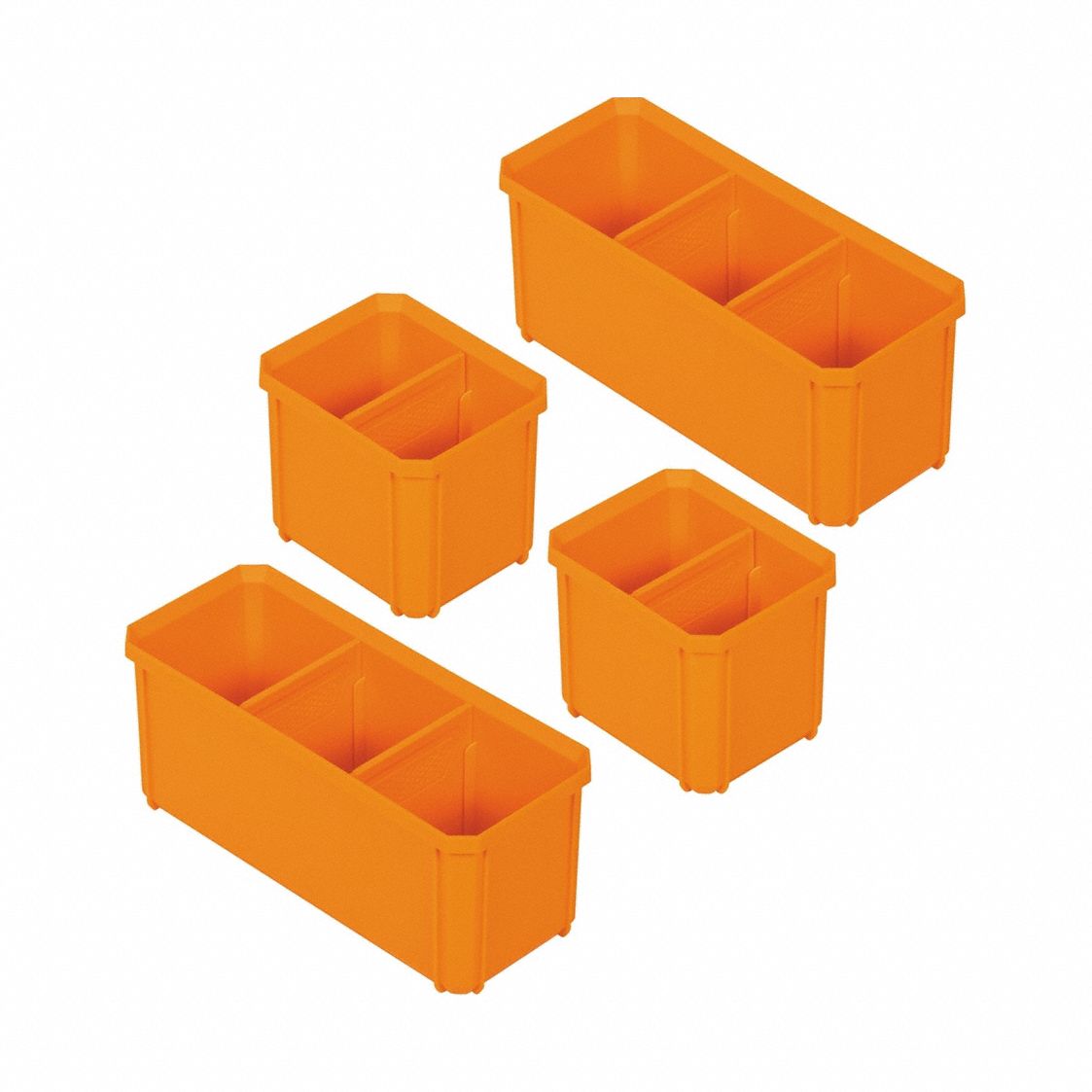 MODbox™ Replacement Bins, Tall, PK 4: 3 7/8 in W x 4 1/8 in H x 9 1/2 in L, 4 Dividers