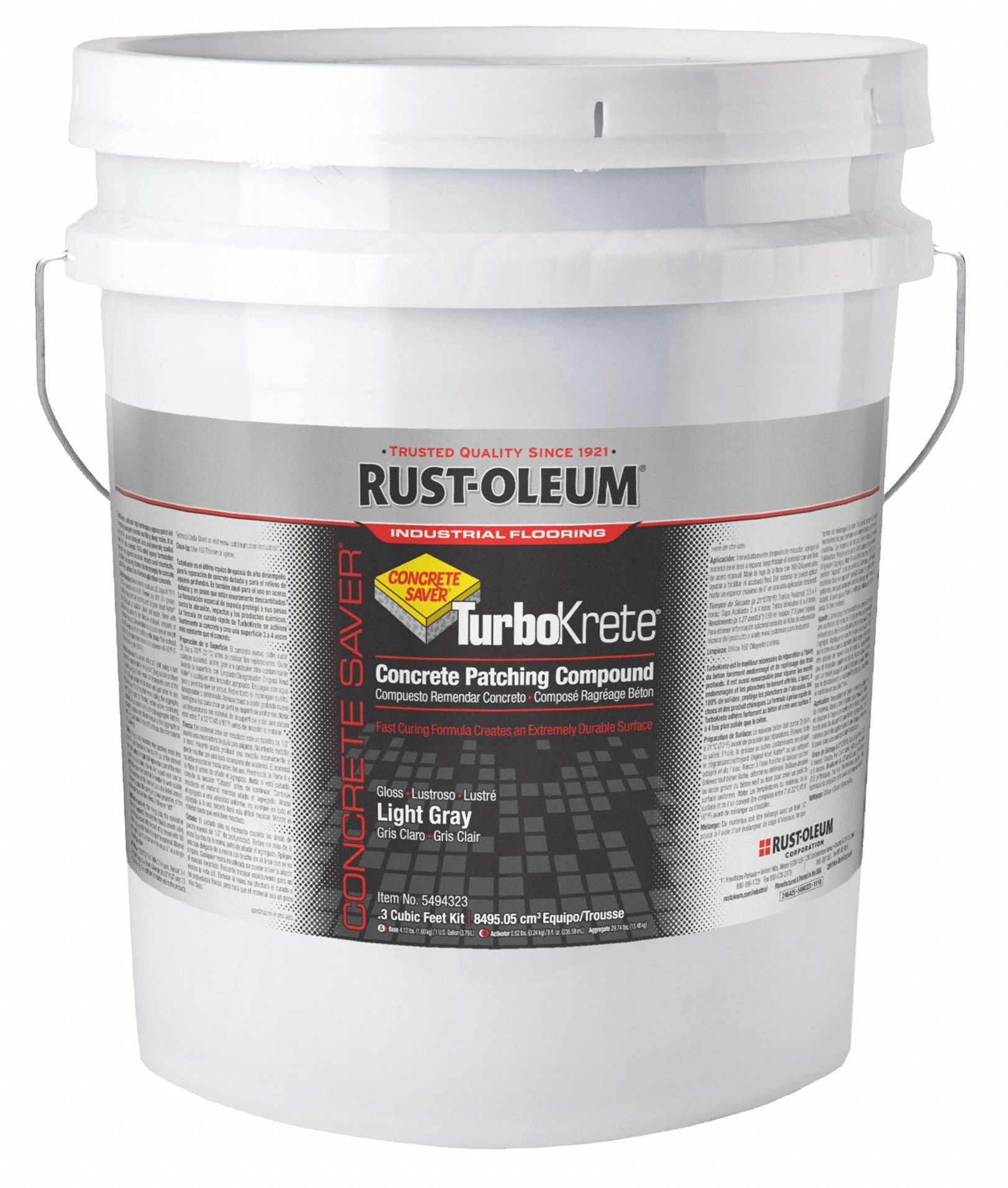 Concrete Repair Compound: TurboKrete, Epoxy, 30 lb Container Size, Pail, Gray