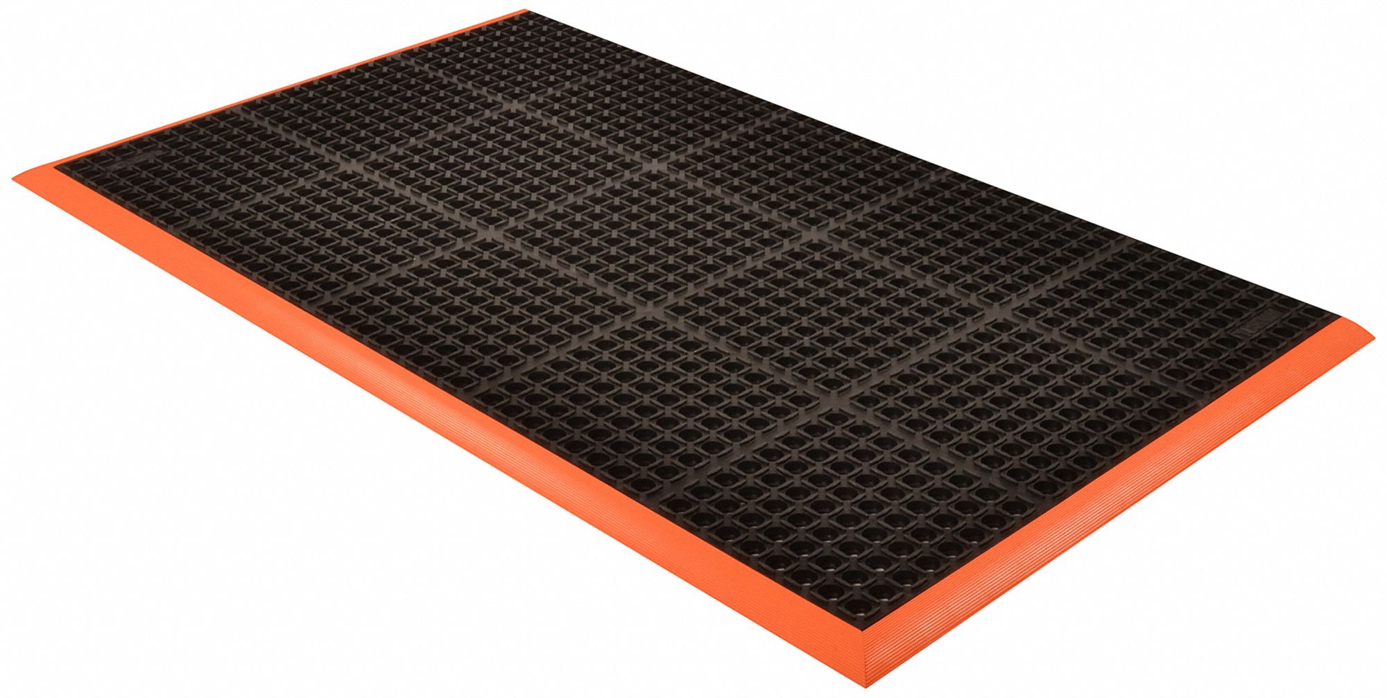 TAPIS ANTIFATIGUE, NOIR, ÉPAISSEUR ⅞ PO,CAOUTCHOUC, 40X28 PO, RECTANGLE GOUJONS DE DIAMANT SURÉLEVÉS, ANTIDÉRAPANTE
