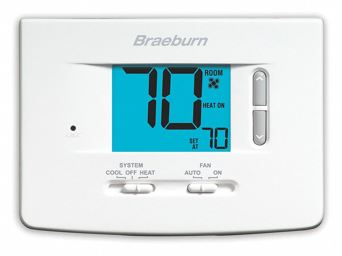BRAEBURN, Heat and Cool, Manual, Low Voltage Thermostat 54DC031020