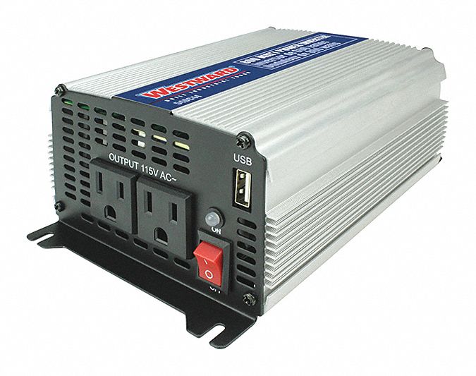 Inverter: Modified Sine Wave, Battery Clamps, 800 W Continuous Output Power, 2 Outlets